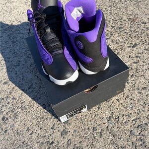Jordan Black and Purple Retro Basketball Sneakers